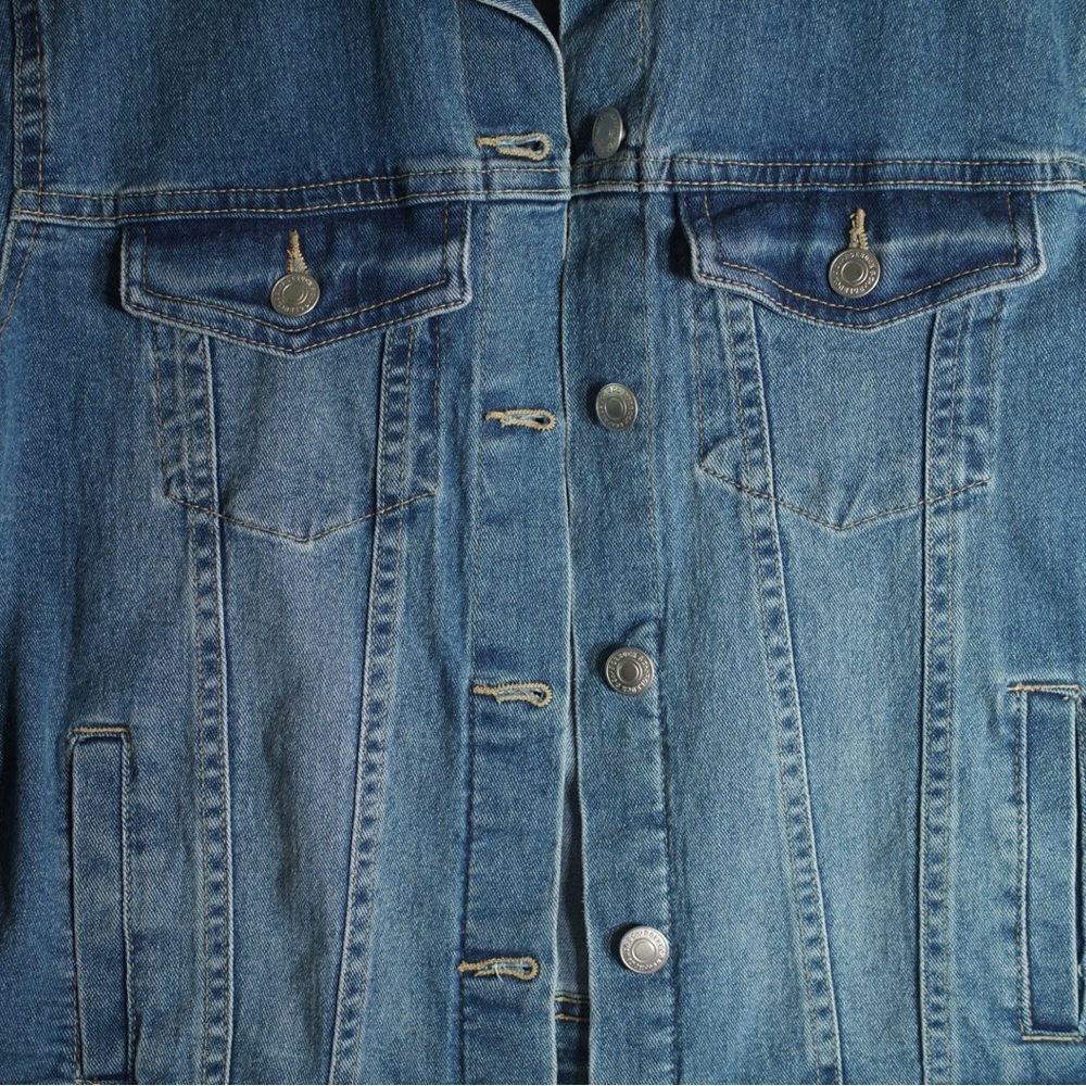 Vintage Sears Roebuck Distressed Denim Jacket Trucker Womens Small Blue Jean - Picture 2 of 9